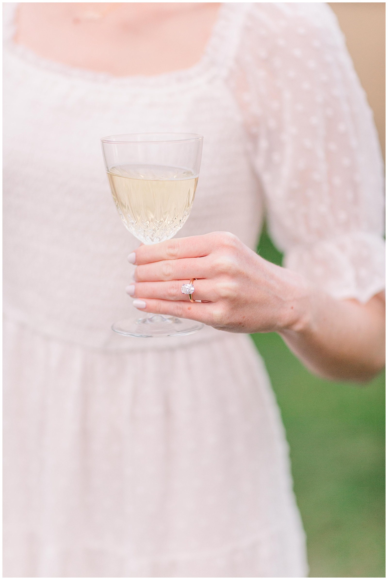 Engagement ring and champagne flute 