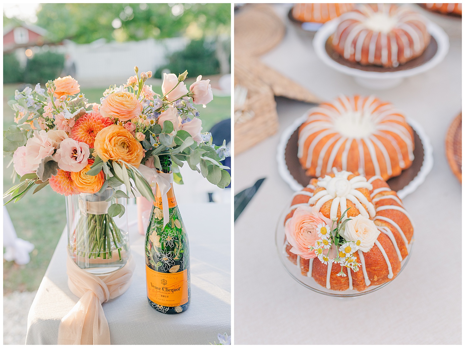 Reception details at One Eleven South Main garden party wedding