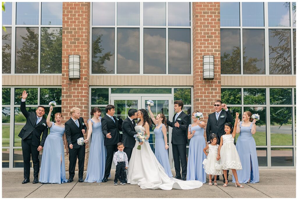Full wedding party group photo with flower girls and ring bearer — Morgantown WV wedding