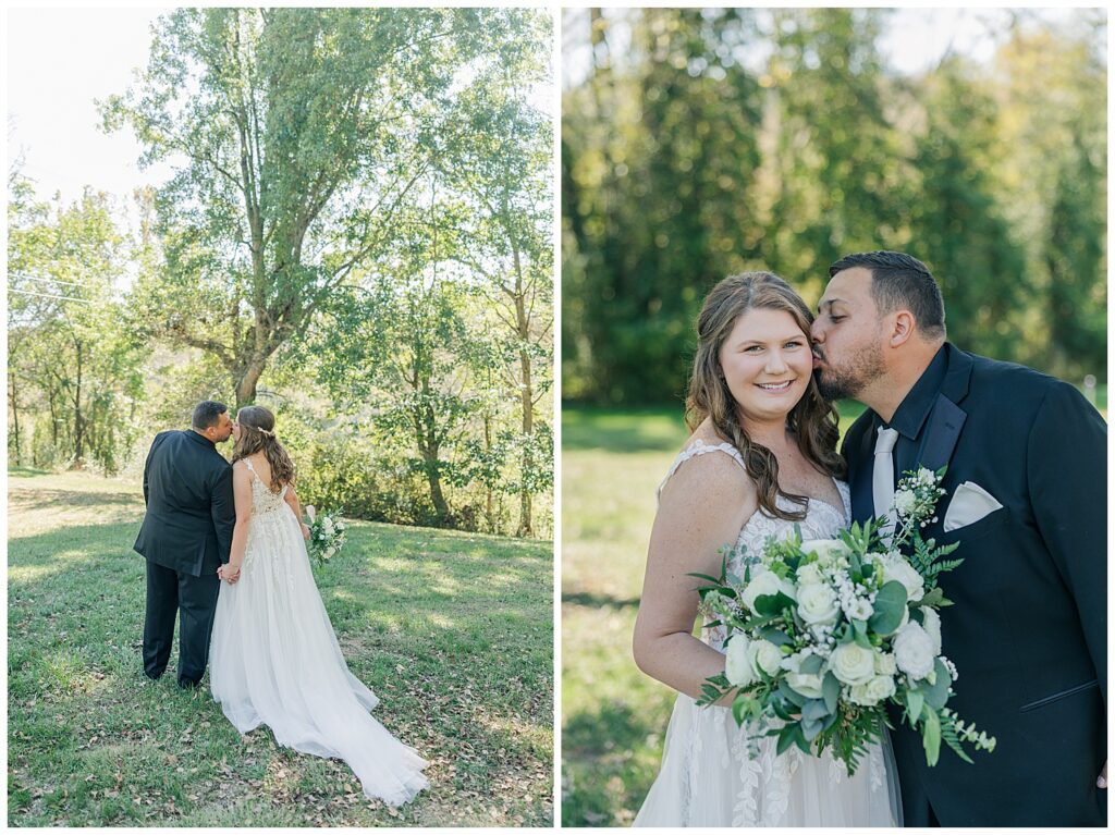 Bride and groom walking hand in hand across the lawn at Ellis House Maryland Wedding, photographed by Zoe Evans Photography.