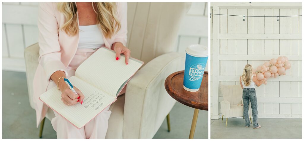 Brand photo of a woman journaling on a couch next to a can of Olipop, capturing a cozy, intentional lifestyle moment.