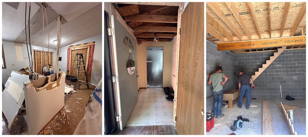 Unfinished entryway with exposed beams – Zoe Evans invites you into her real-life 2025 home project.