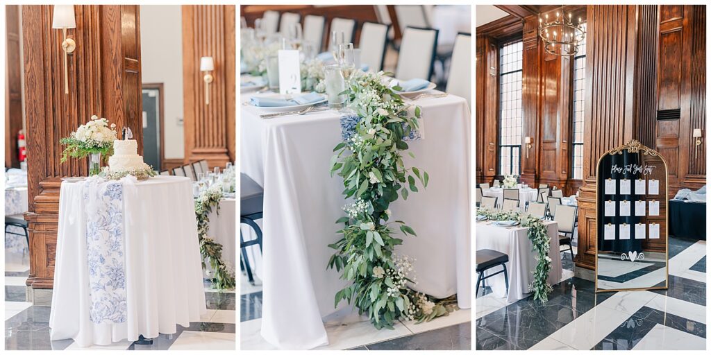 Wedding guests mingling and dancing inside the Hotel Morgan ballroom during the reception.