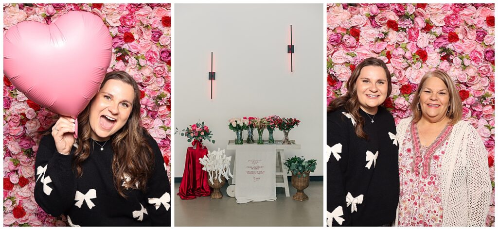 Styled floral table display and welcome setup at branding workshop for women small business owners.