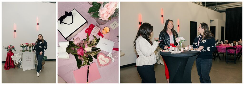 Branding presentation in progress with female entrepreneur speaking to small business owners about strategic brand photography and visibility.