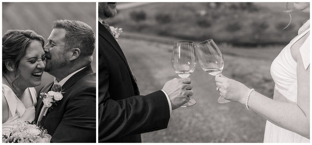 Romantic Virginia winery wedding featuring vineyard portraits and scenic countryside views at Williams Gap Winery