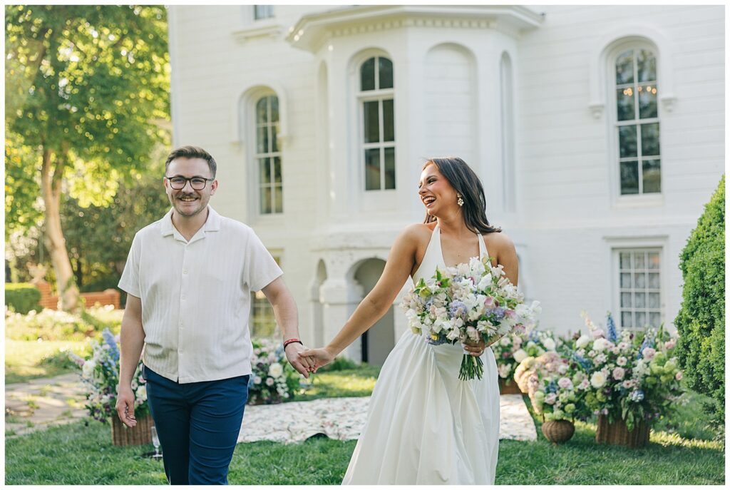 Luxury Mayhurst Estate engagement session in Virginia featuring romantic garden-inspired portraits, elegant floral styling, and soft golden hour lighting.